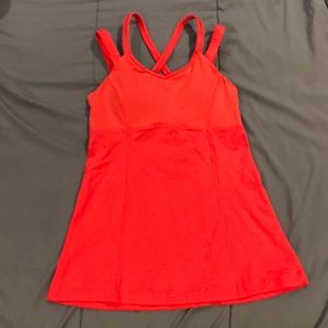 Lululemon red orange tank with built in bra